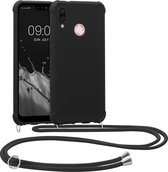 kwmobile telefoonhoesjegeschikt voor Huawei P20 Lite - Hoesje van siliconen met telefoonkoord - In zwart