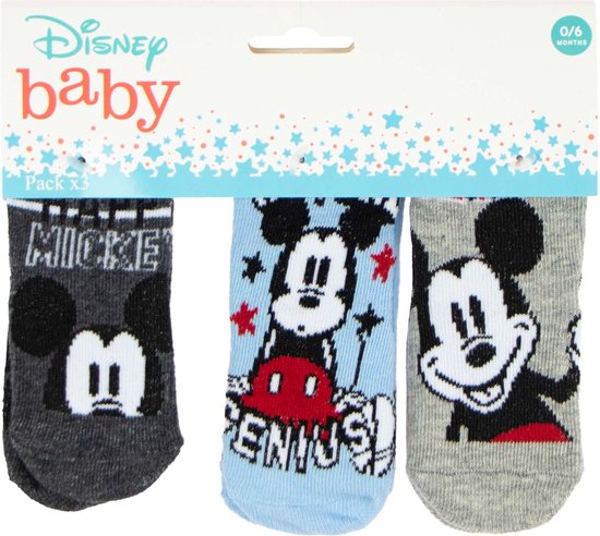 3 paar Baby - Sokjes - maat 6/12 Maanden - Mickey Mouse - Disney
