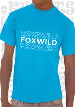 FOXWILD heren t-shirt - Azuurblauw met wit - Maat L - Peter Gillis - Massa is Kassa - Grappig - Humor - Quotes - Kwoots