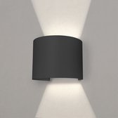 Ledvion Dimbare LED Wandlamp Buiten Rond Antraciet - Tweezijdig - 3000K - 7W