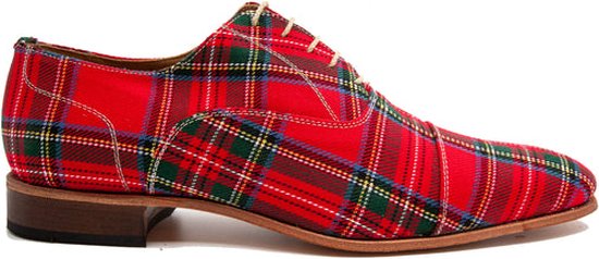 VanPalmen Nette schoenen - Schotse Ruit rood - leer en textiel - topkwaliteit - maat 44,5