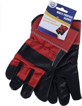 Leren werkhandschoenen rood/zwart voor volwassenen - Handschoenen voor tuin en kluswerkzaamheden.