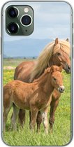 Geschikt voor iPhone 11 Pro hoesje - Paarden - Veulen - Berg - Siliconen Telefoonhoesje