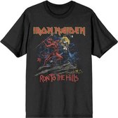 Iron Maiden Tshirt Homme -M- Number Of The Beast Run To The Hills Distress Zwart