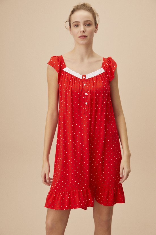 Suwen- Viscose Nachthemd Rood Maat XL