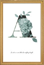 JUNIQE - Poster met houten lijst Flower Alphabet - A -40x60 /Kleurrijk