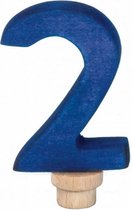 verjaardagscijfer 2 ringplug 7 cm blauw