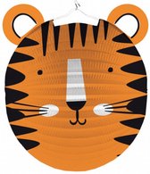 lampion Tijger junior 25 cm papier oranje/zwart