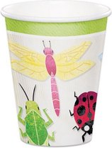 feestbekers Birthday Bugs junior 266 ml wit 8 stuks