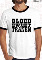 BLOED, ZWEET & TRANEN heren t-shirt - Wit met zwart - Maat XXL - Korte mouwen - Ronde hals - Andre Hazes - Holland zingt Hazes - Quotes - Kwoots - Meezingen met klassiekers - Regular Fit