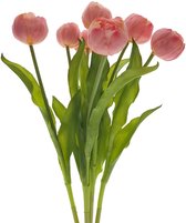 Viv! Home Luxuries - Tulpen boeket - 7 stuks - kunststof bloem - lichtroze - 52cm -Topkwaliteit