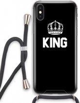 Case Company® - iPhone XS hoesje met Koord - King zwart - Telefoonhoesje met Zwart Koord - Extra Bescherming aan alle Kanten en Over de Schermrand