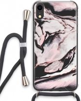 Case Company® - iPhone XR hoesje met Koord - Roze stroom - Telefoonhoesje met Zwart Koord - Extra Bescherming aan alle Kanten en Over de Schermrand