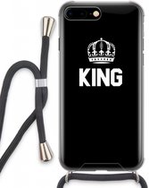Case Company® - iPhone 8 Plus hoesje met Koord - King zwart - Telefoonhoesje met Zwart Koord - Extra Bescherming aan alle Kanten en Over de Schermrand