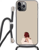 Case Company® - iPhone 11 Pro hoesje met Koord - I drink wine - Telefoonhoesje met Zwart Koord - Extra Bescherming aan alle Kanten en Over de Schermrand