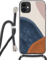 Case Company® - iPhone 11 hoesje met Koord - Geo #1 - Telefoonhoesje met Zwart Koord - Extra Bescherming aan alle Kanten en Over de Schermrand