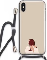 Case Company® - iPhone XS Max hoesje met Koord - I drink wine - Telefoonhoesje met Zwart Koord - Extra Bescherming aan alle Kanten en Over de Schermrand