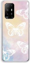 Case Company® - Oppo A94 5G hoesje - White butterfly - Soft Cover Telefoonhoesje - Bescherming aan alle Kanten en Schermrand