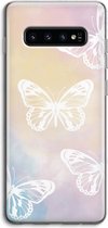 Case Company® - Samsung Galaxy S10 4G hoesje - White butterfly - Soft Cover Telefoonhoesje - Bescherming aan alle Kanten en Schermrand