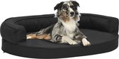 Hondenbed ergonomisch linnen-look 90x64 cm zwart