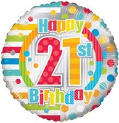 folieballon Happy 21st Birthday 44,5 cm