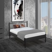 Bed Box Wonen - Metalen bed Moon - zilver - 90x210 - lattenbodem -pocketvering - matras