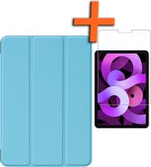 iPad Air 2022 Hoes Licht Blauw Book Case Cover Met Screenprotector - iPad Air 2022 Book Case Licht Blauw - iPad Air 5 Hoesje Met Beschermglas