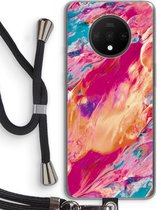 Case Company® - OnePlus 7T hoesje met Koord - Pastel Echoes - Telefoonhoesje met Zwart Koord - Bescherming aan alle Kanten en Over de Schermrand