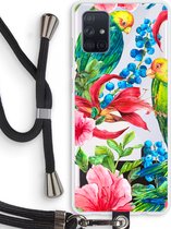 Case Company® - Samsung Galaxy A71 hoesje met Koord - Papegaaien - Telefoonhoesje met Zwart Koord - Bescherming aan alle Kanten en Over de Schermrand