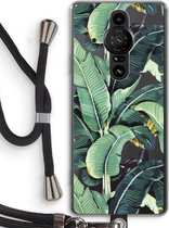 Case Company® - Sony Xperia Pro-I hoesje met Koord - Bananenbladeren - Telefoonhoesje met Zwart Koord - Bescherming aan alle Kanten en Over de Schermrand