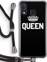 Case Company® - Samsung Galaxy A40 hoesje met Koord - Queen zwart - Telefoonhoesje met Zwart Koord - Bescherming aan alle Kanten en Over de Schermrand