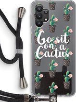 Case Company® - Samsung Galaxy A32 5G hoesje met Koord - Cactus quote - Telefoonhoesje met Zwart Koord - Bescherming aan alle Kanten en Over de Schermrand