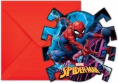 uitnodigingen met envelop Spider-Man 6 stuks rood 12-delig