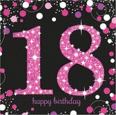 servetten 18 jaar 33 x 33 cm 16 stuks roze