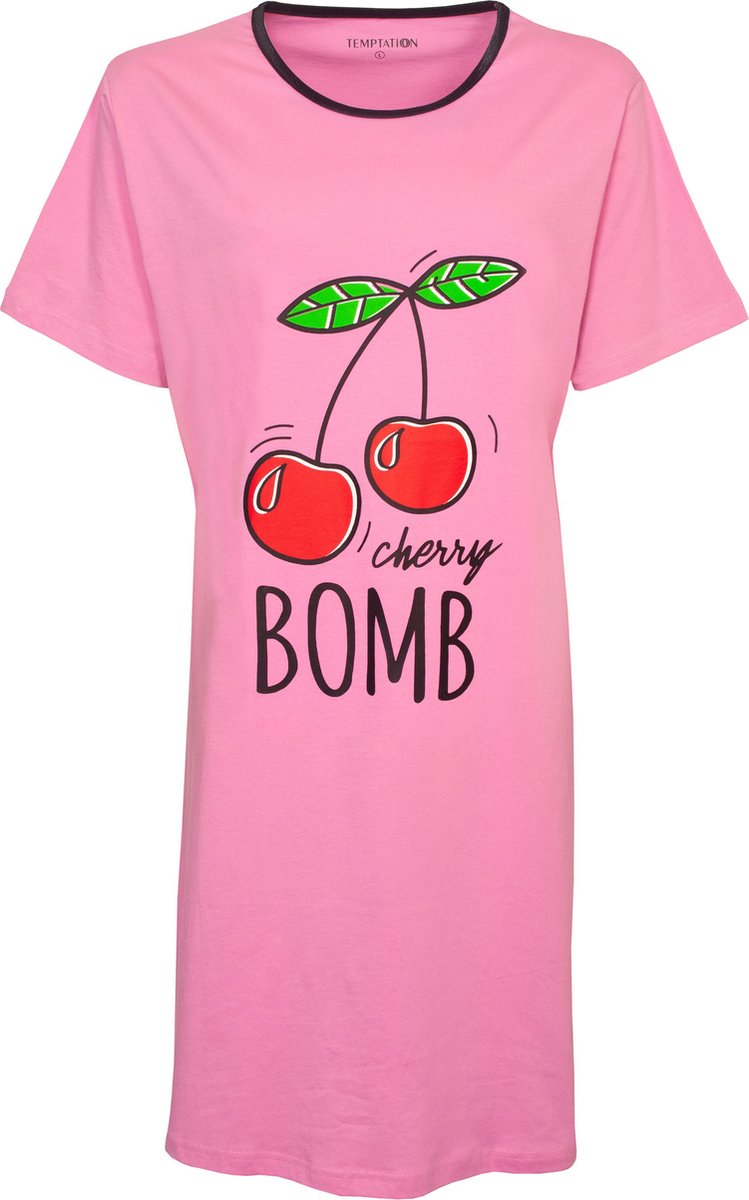 Temptation Dames Nachthemd - Korte Mouw - Roze