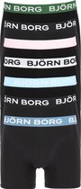 Björn Borg boxershorts Essential (7-pack) - heren boxers normale lengte - zwart met gekleurde tailleband -  Maat: M