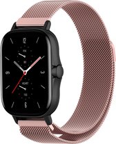 Stalen, Milanees Smartwatch bandje - Geschikt voor  Amazfit GTS 2 Milanese band - roze - Strap-it Horlogeband / Polsband / Armband