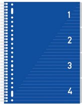 schrijfblok 4-in-1 gelinieerd A4 papier blauw/wit