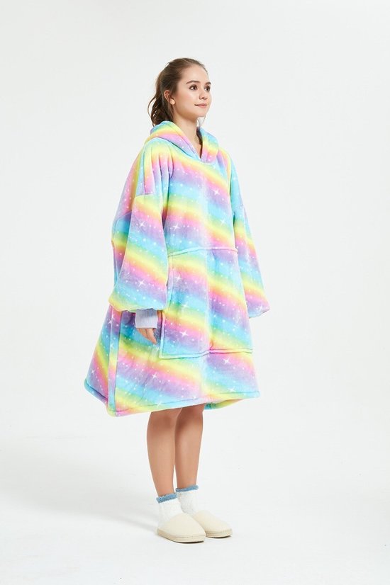 Knuffel fleece deken hoodie - grijs - fleece deken met mouwen