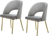 Set van 2 stoelen - Donkergrijs fluweel - Metalen poten - L 52 x D 51 x H 83 cm - CALLY