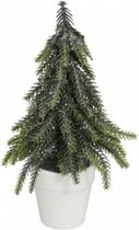 decoratie kerstboom 11 x 18 cm glas groen/wit