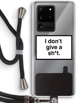 Case Company® - Samsung Galaxy S20 Ultra hoesje met Koord - Don't give a shit - Telefoonhoesje met Zwart Koord - Bescherming aan alle Kanten en Over de Schermrand