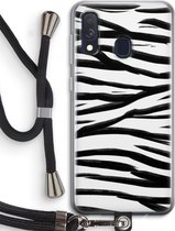 Case Company® - Samsung Galaxy A40 hoesje met Koord - Zebra pattern - Telefoonhoesje met Zwart Koord - Bescherming aan alle Kanten en Over de Schermrand