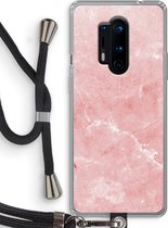 Case Company® - OnePlus 8 Pro hoesje met Koord - Roze marmer - Telefoonhoesje met Zwart Koord - Bescherming aan alle Kanten en Over de Schermrand