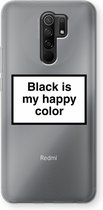 Case Company® - Xiaomi Redmi 9 hoesje - Black is my happy color - Soft Cover Telefoonhoesje - Bescherming aan alle Kanten en Schermrand