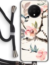 Case Company® - OnePlus 7T hoesje met Koord - Japanse bloemen - Telefoonhoesje met Zwart Koord - Bescherming aan alle Kanten en Over de Schermrand