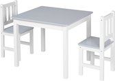 HOMCOM 3-delige kinderzitgroep met kindertafel 2 stoelen voor 3+ grenen grijs + wit 312-019