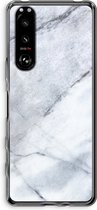 Case Company® - Sony Xperia 5 III hoesje - Witte marmer - Soft Cover Telefoonhoesje - Bescherming aan alle Kanten en Schermrand