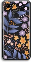 Case Company® - Google Pixel 3 hoesje - Flowers with blue leaves - Soft Cover Telefoonhoesje - Bescherming aan alle Kanten en Schermrand