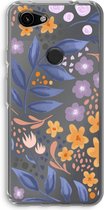 Case Company® - Google Pixel 3a hoesje - Flowers with blue leaves - Soft Cover Telefoonhoesje - Bescherming aan alle Kanten en Schermrand